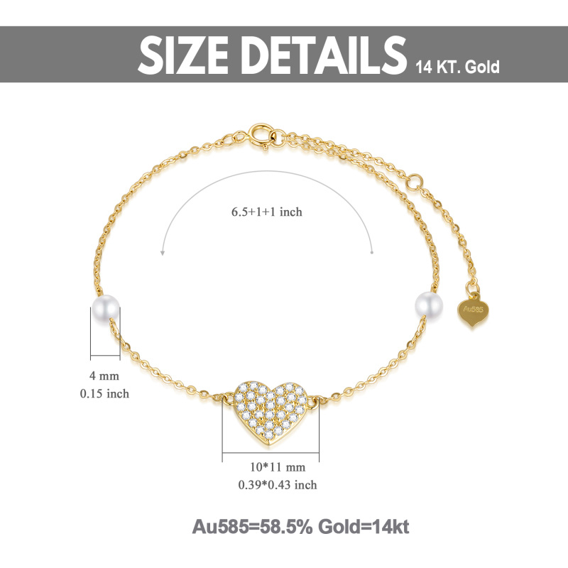 Pulsera con dije de oro de 14 quilates, moissanita y perlas-6