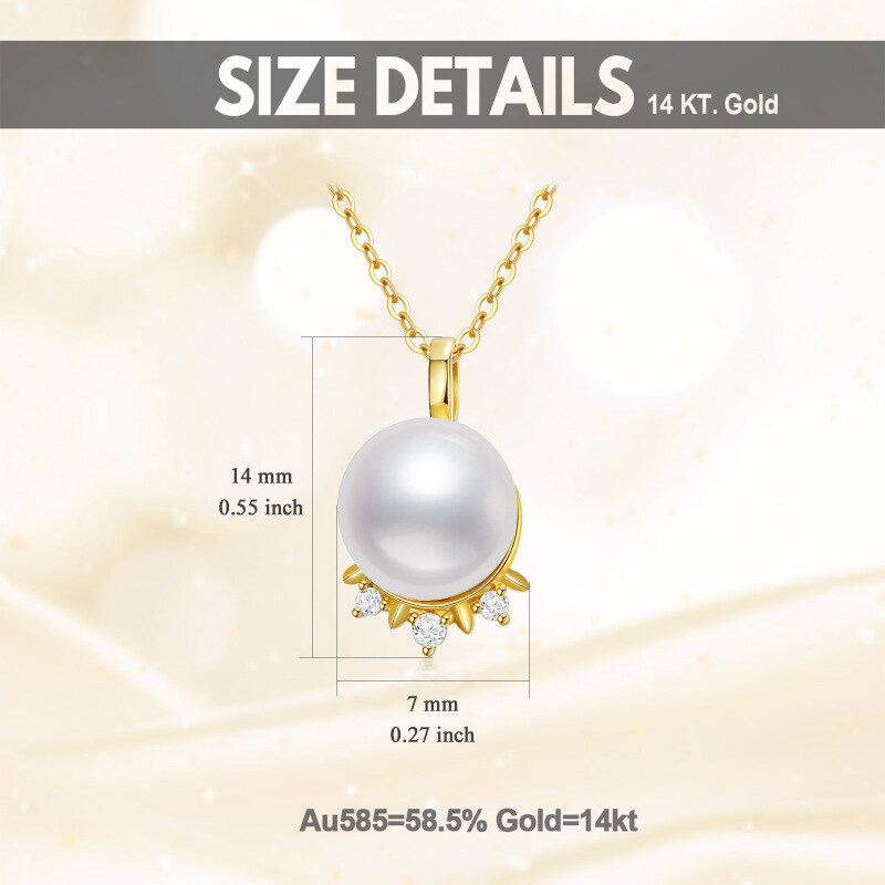 Collar colgante de oro 14K con moissanita y perla-5