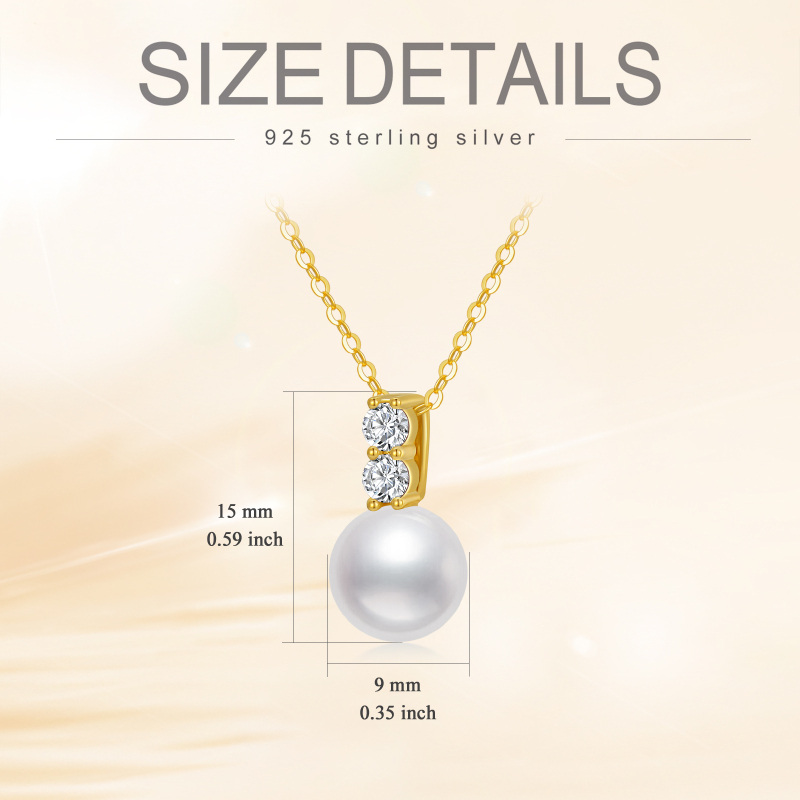 10K Gold Moissanite & Pearl Pendant Necklace-6