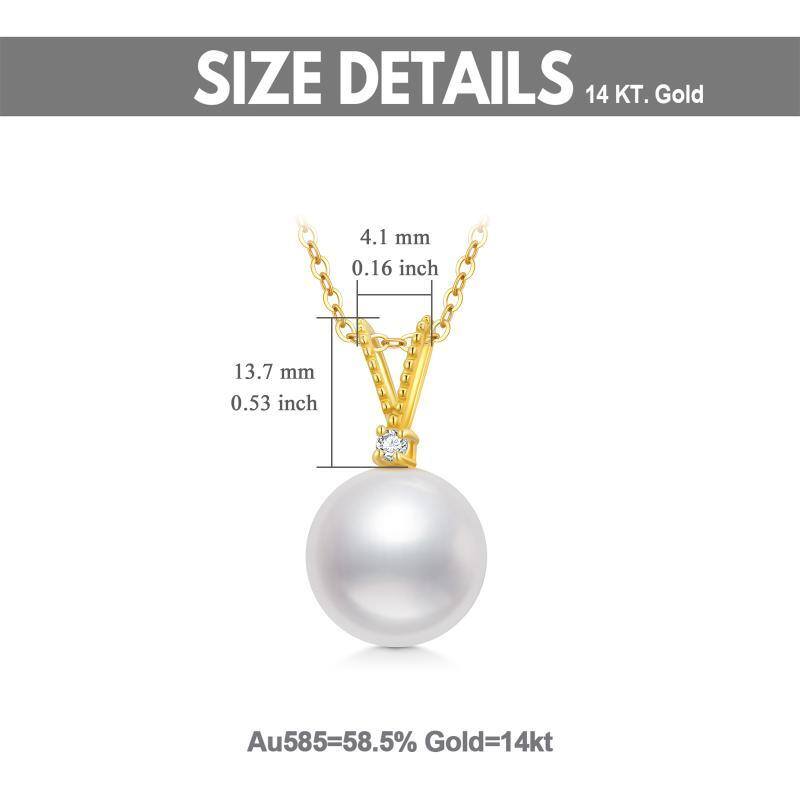 10K Gold Moissanite & Pearl Round Pendant Necklace-5