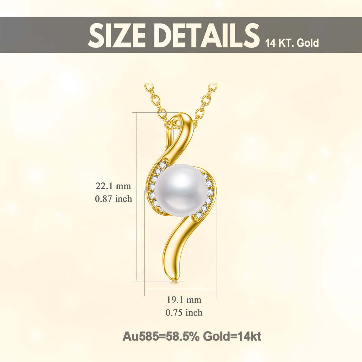 10K Gold Moissanite & Pearl Round Pendant Necklace-3