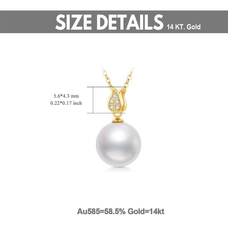 10K Gold Moissanite & Pearl Round Pendant Necklace-5