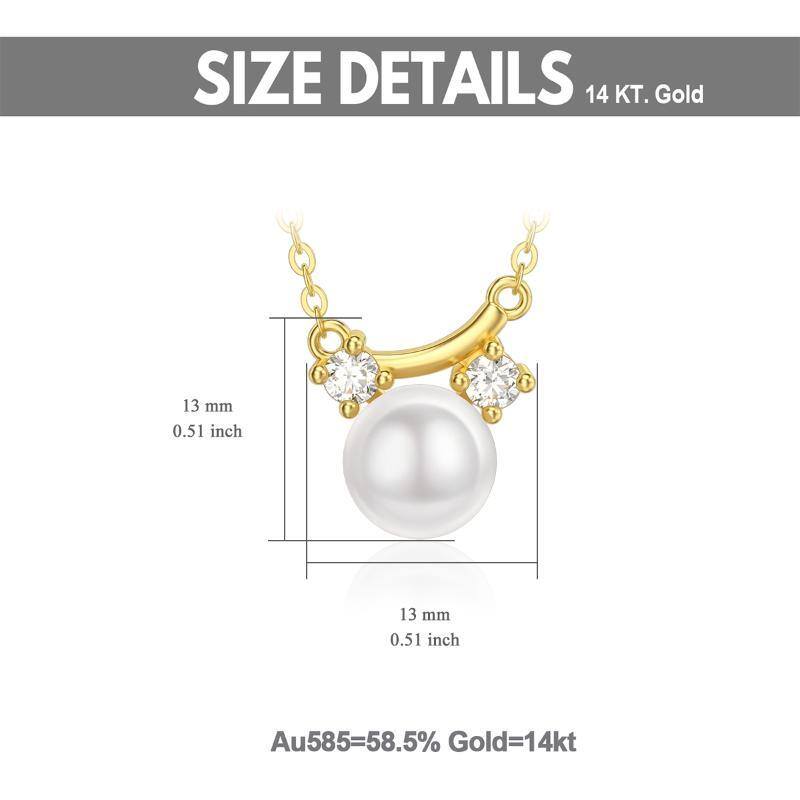 10K Gold Moissanite & Pearl Round Pendant Necklace-6