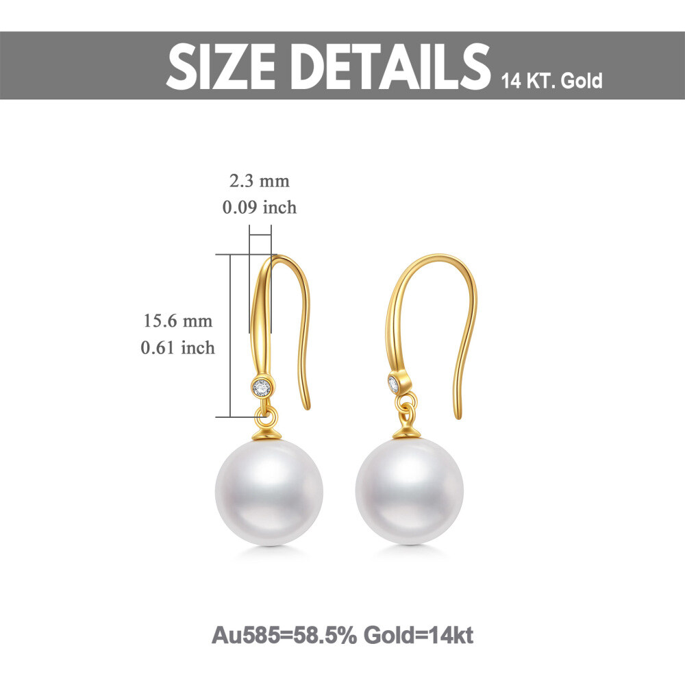 10K Gold Moissanite & Pearl Spherical Drop Earrings-6