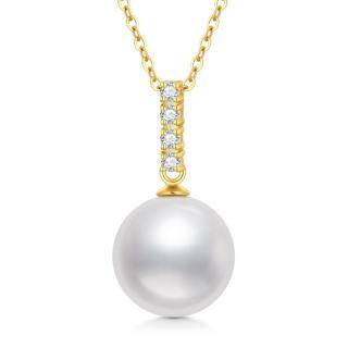 10K Gold Moissanite & Pearl Spherical Pendant Necklace-46