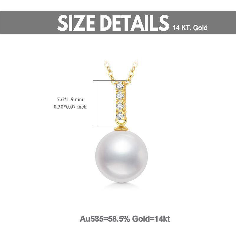 14K Gold Moissanite & Pearl Spherical Pendant Necklace-4