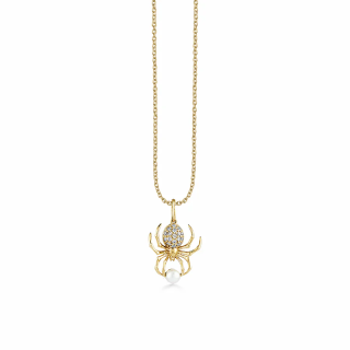 Collar con colgante de araña de perla y moissanita en oro de 14 quilates-8