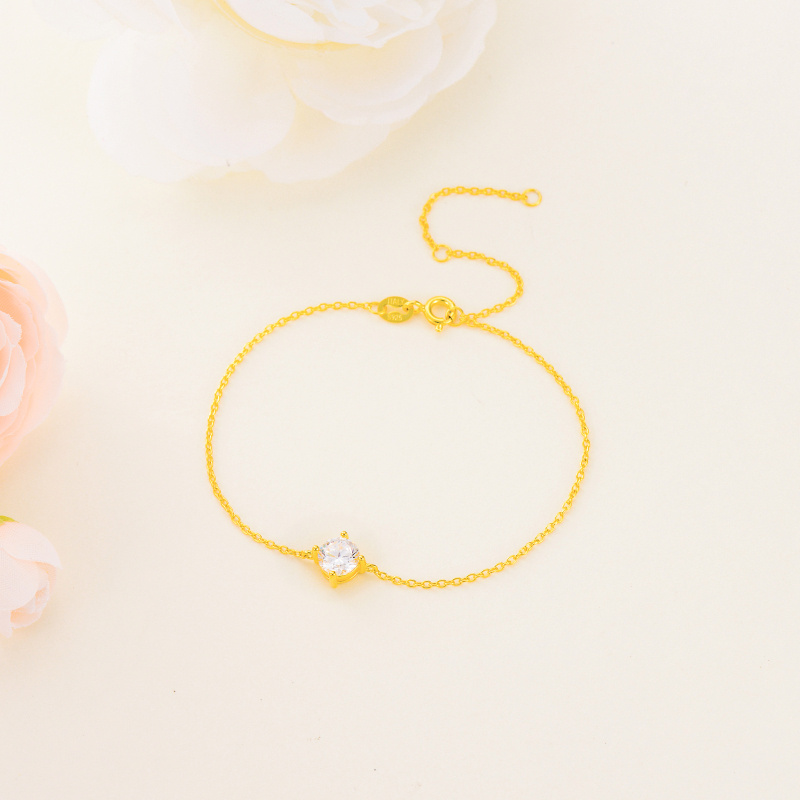 14-karätiges Gold-Moissanit-Charm-Armband-4