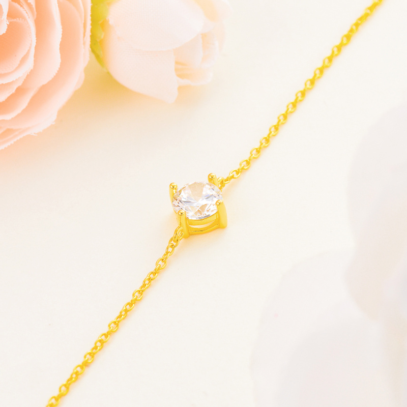 14-karätiges Gold-Moissanit-Charm-Armband-5