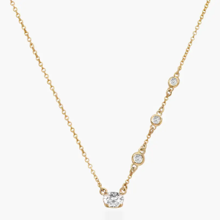 Sterling Silver with Yellow Gold Plated Moissanite Pendant Necklace-1