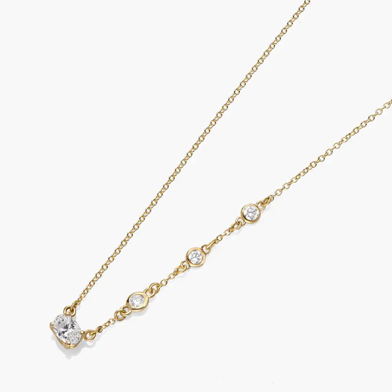 Colar com pendente de moissanita banhado a ouro amarelo e prata de lei-3