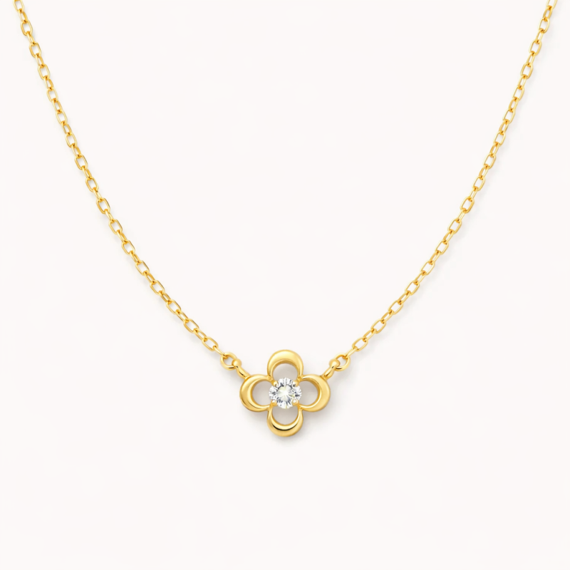 Collar colgante de oro de 14 quilates con moissanita-1