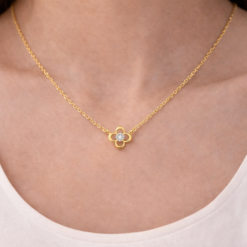 Collar colgante de oro de 14 quilates con moissanita-2