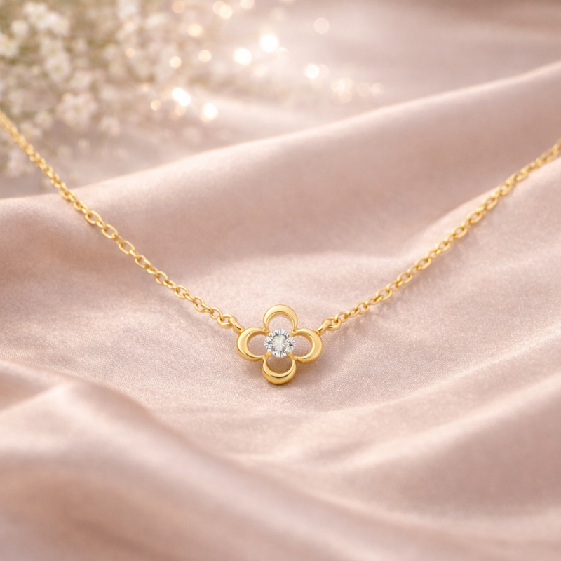 Collar colgante de oro de 14 quilates con moissanita-3