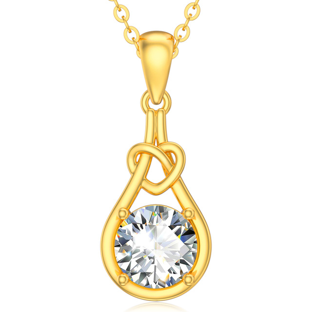 Collier avec pendentif en moissanite en or 14 carats-1