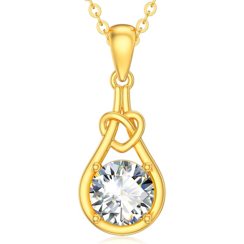Collier pendentif en or 14 carats et moissanite-1
