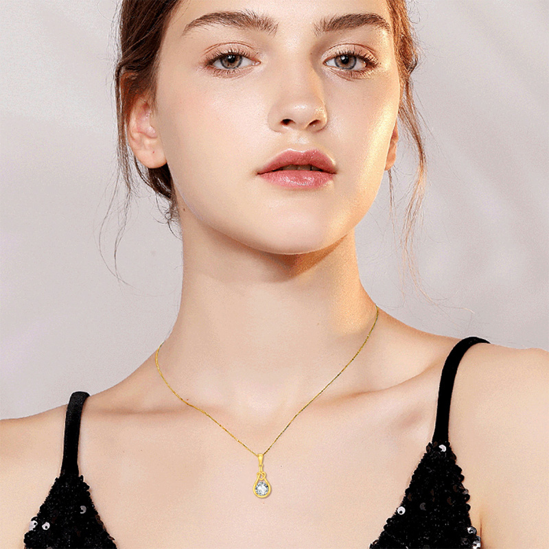 14Kホワイトゴールド モアッサナイト ペンダントネックレス-2