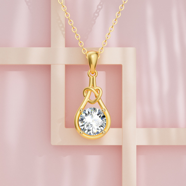 Collana con ciondolo in moissanite in oro 14K-4