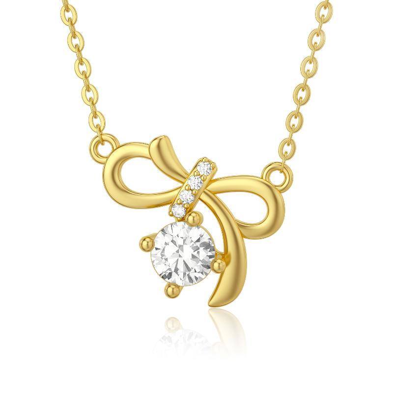 Colar feminino com pingente de moissanite em ouro maciço 14k-1