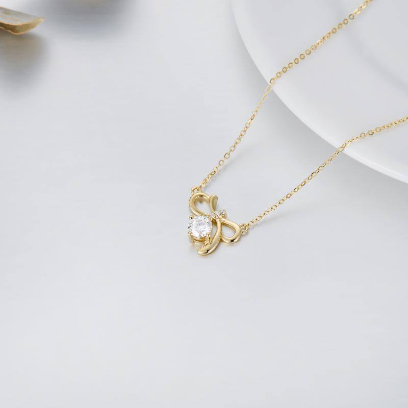 Colar feminino com pingente de moissanite em ouro maciço 14k-4