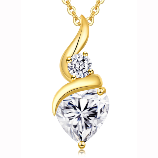 Collana con simbolo dell'infinito a forma di cuore con incisione personalizzata in moissanite in oro 10K e pietra portafortuna