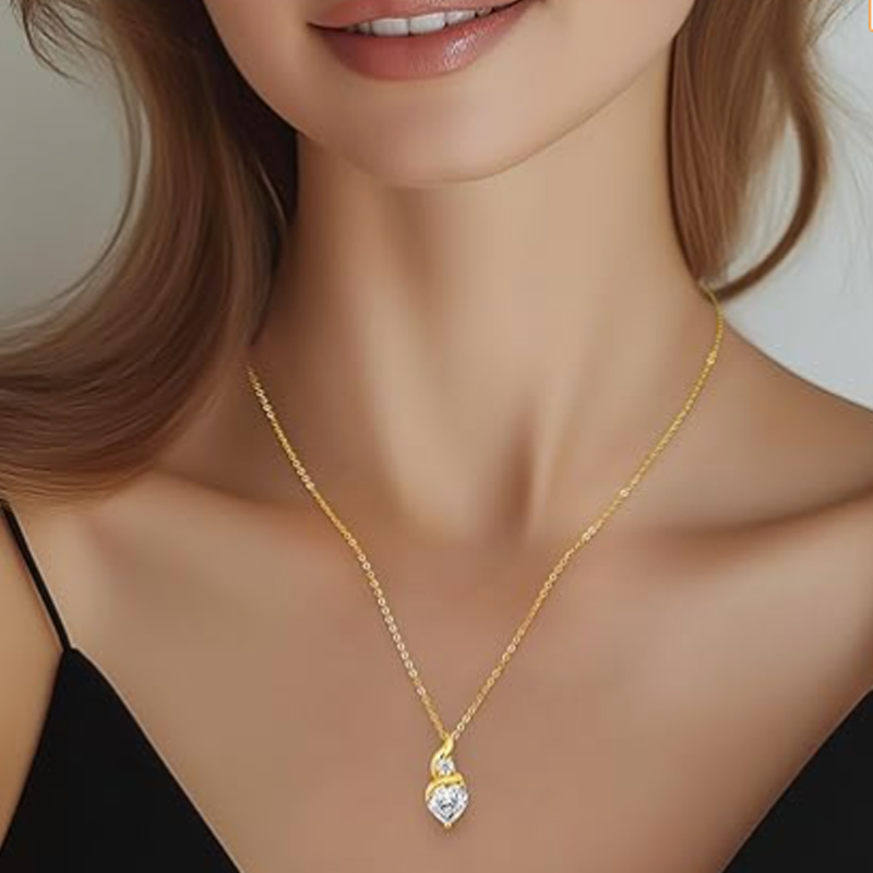 14K Gold Moissanite Personalized Birthstone Engraving Heart Infinity Symbol Necklace-2