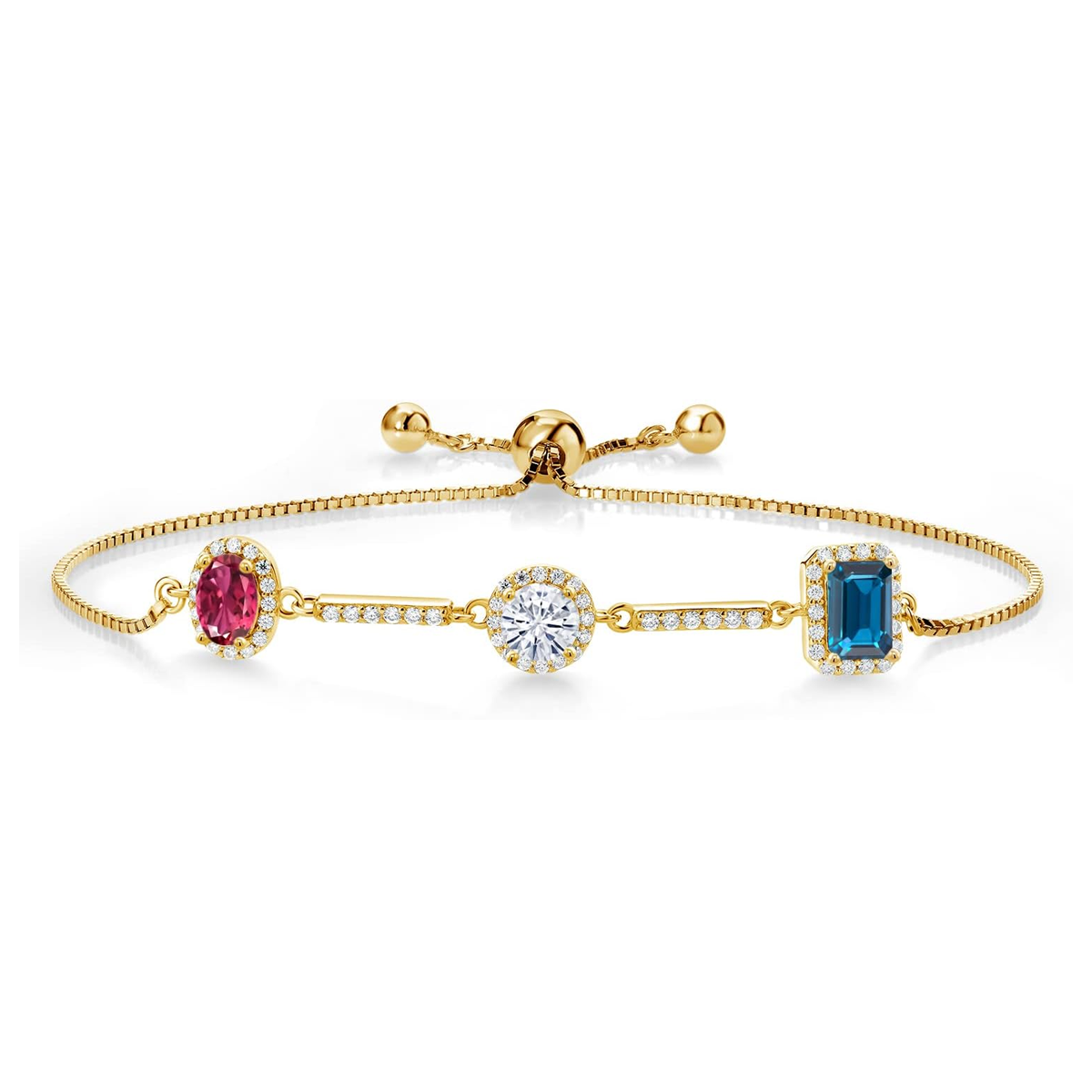 Pulsera con dije de moissanita en oro de 14 quilates con piedra de nacimiento personalizada para abuela, madre y hermanas.-1