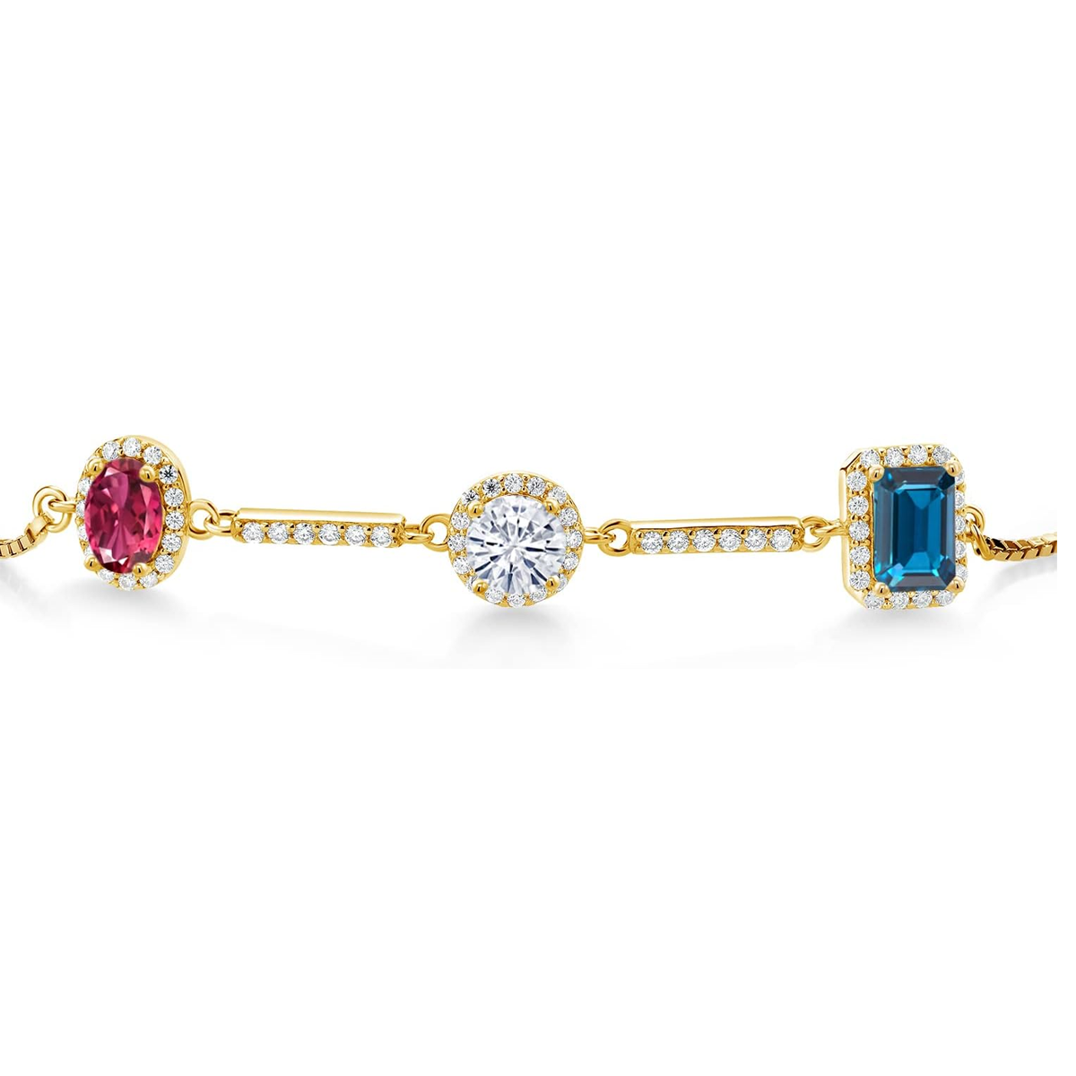 Pulsera con dije de moissanita en oro de 14 quilates con piedra de nacimiento personalizada para abuela, madre y hermanas.-2