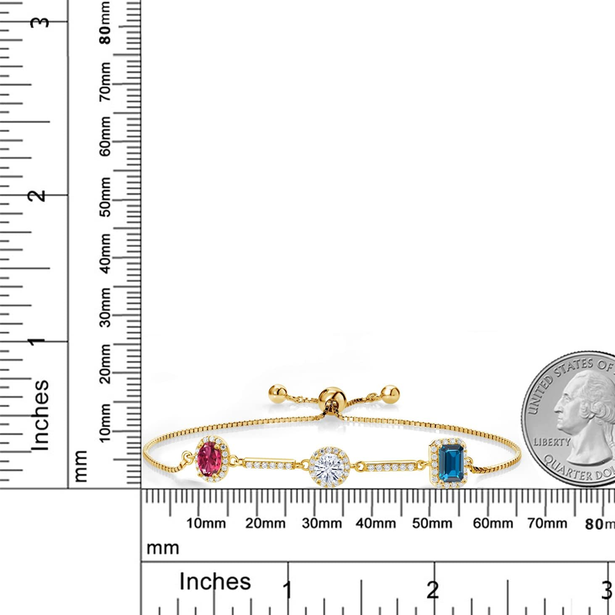 Pulsera con dije de moissanita en oro de 14 quilates con piedra de nacimiento personalizada para abuela, madre y hermanas.-3
