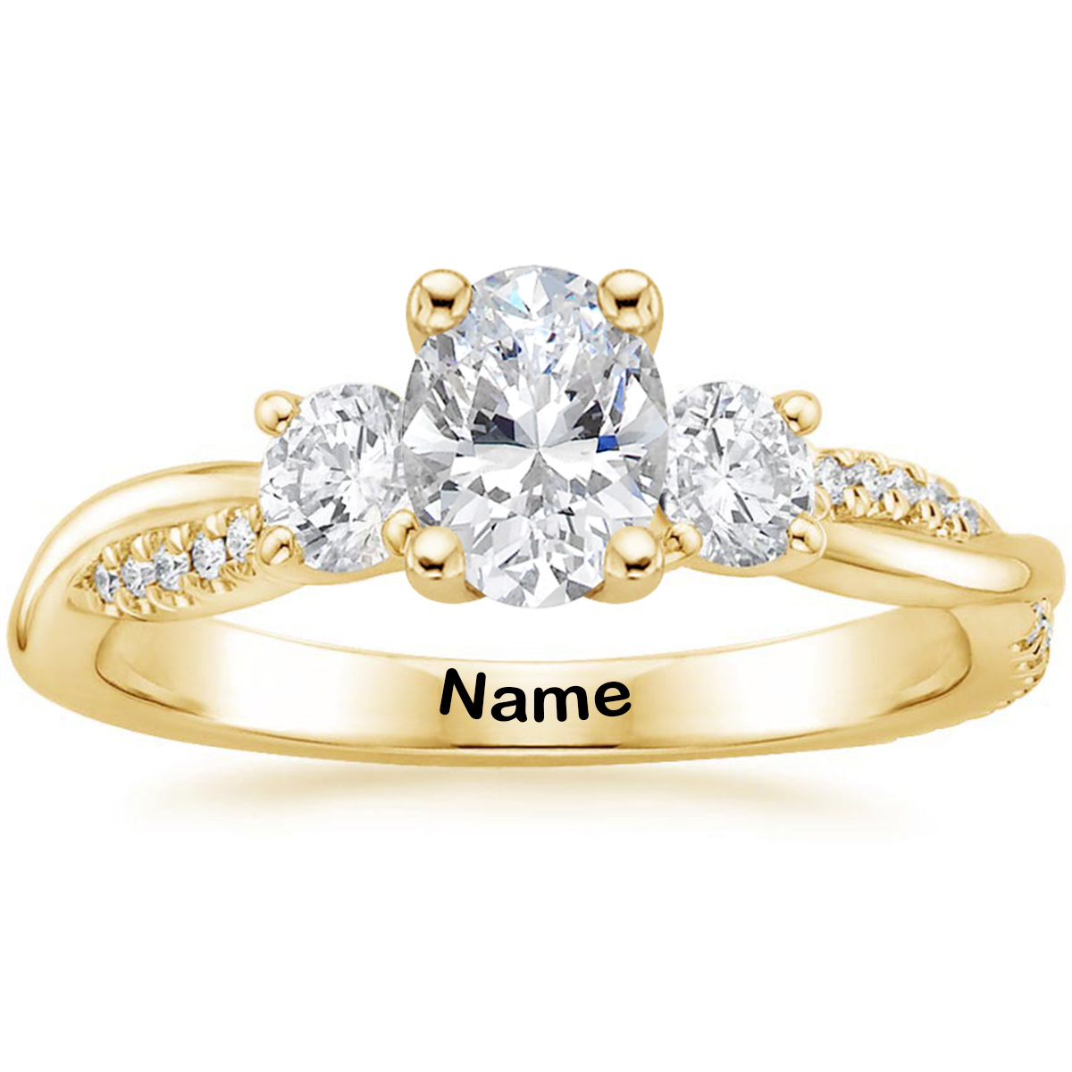 14K Gold Moissanite Personalized Engraving Ring-1