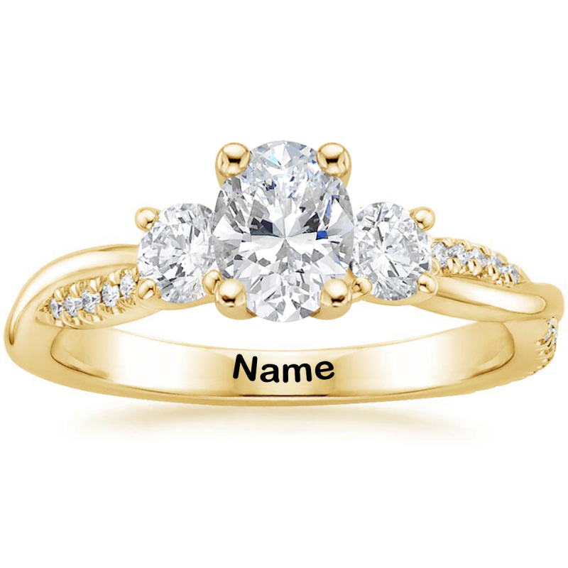10K Gold Moissanite Personalized Engraving Ring-3