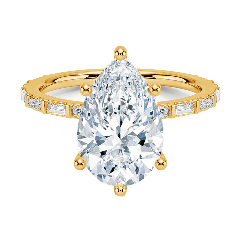 10 Karat Gold Moissanit Ring mit personalisierter Gravur-3