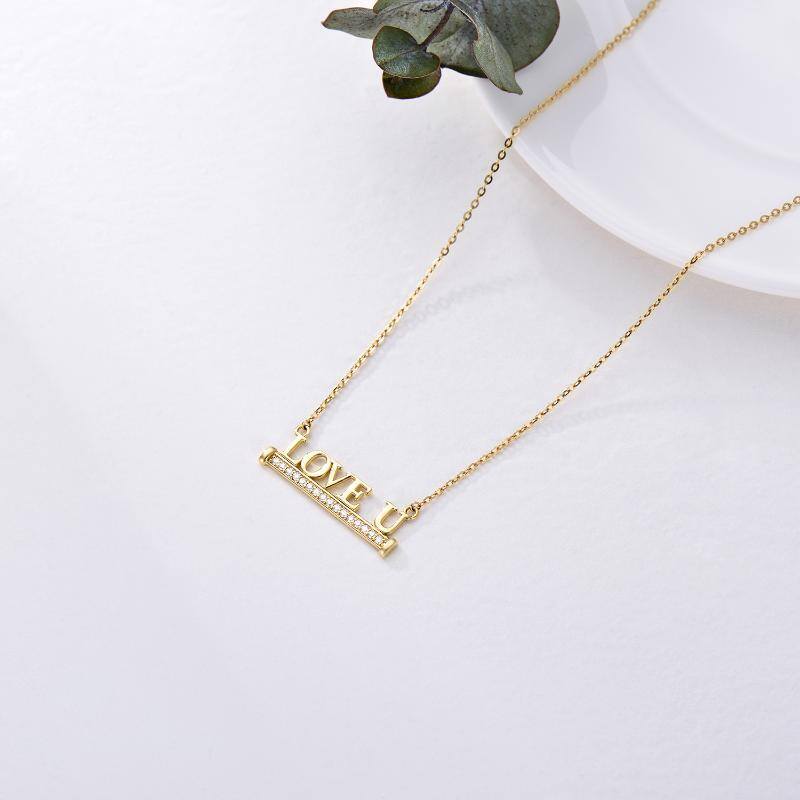 14K Gold Moissanite Personalisierte Initial Buchstaben Anhänger Halskette-5