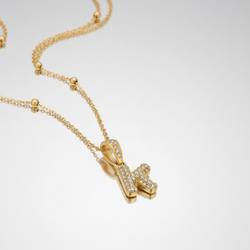 Colliers avec pendentif initial personnalisé en or 18 carats et moissanite-3