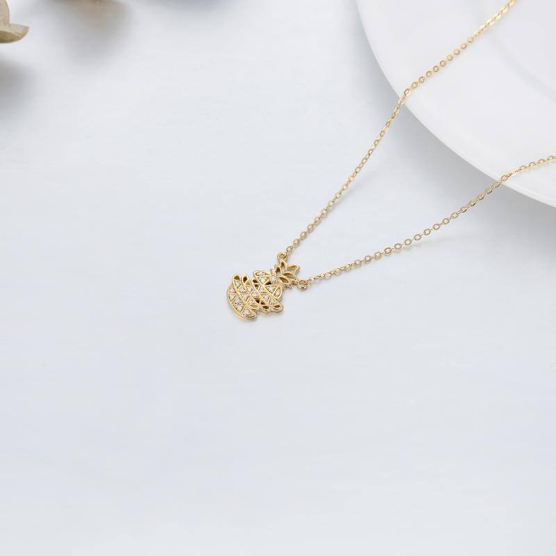 Collier pendentif ananas en or 14K Moissanite-4