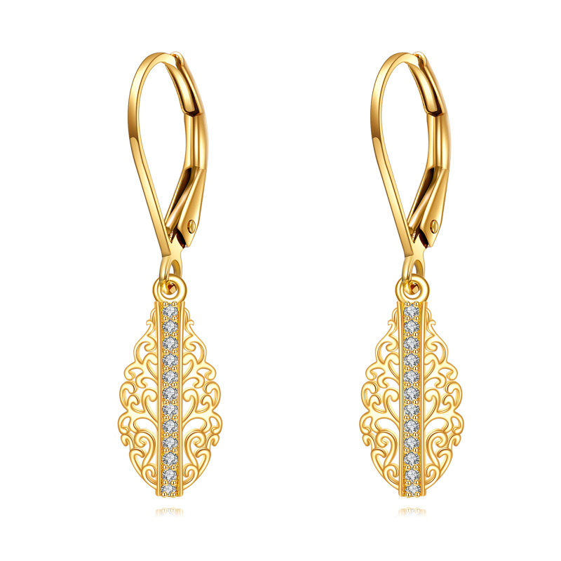 10K gouden Moissanite Plumeria-oorbellen-17