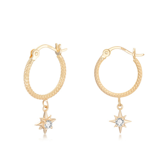 Brincos de argola Polaris em ouro 10K com moissanita