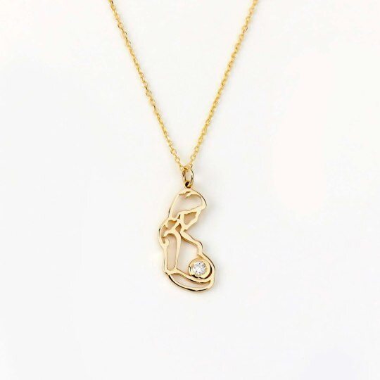 Collar con colgante de oro de 14 quilates y moissanita para madres embarazadas