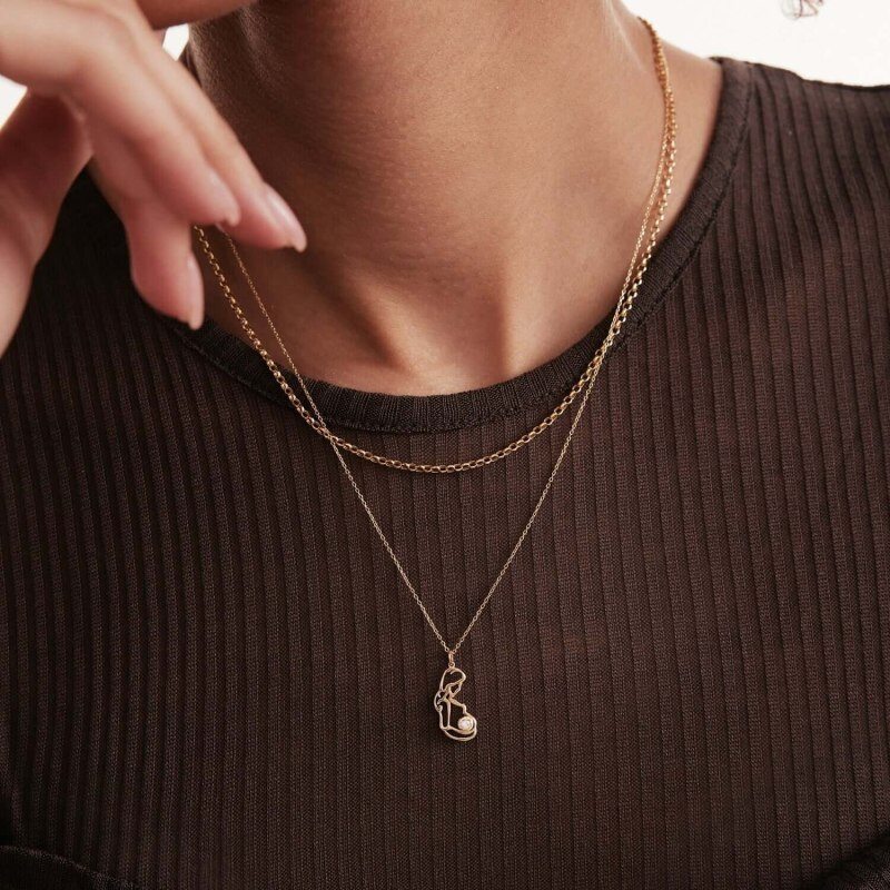 Collar con colgante de oro de 14 quilates y moissanita para madres embarazadas-2