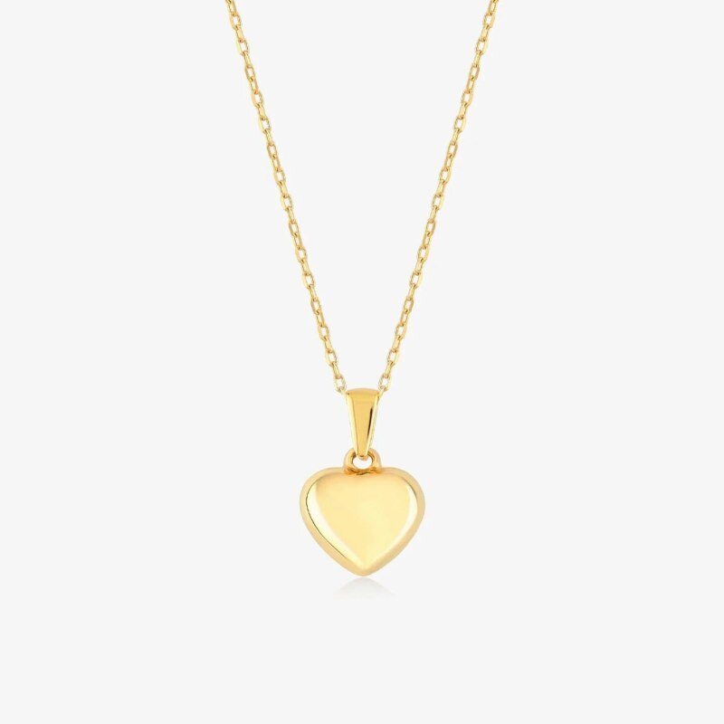 14-Karat-Gold-Moissanit-gepuffter Herz-Anhänger-Halskette-1