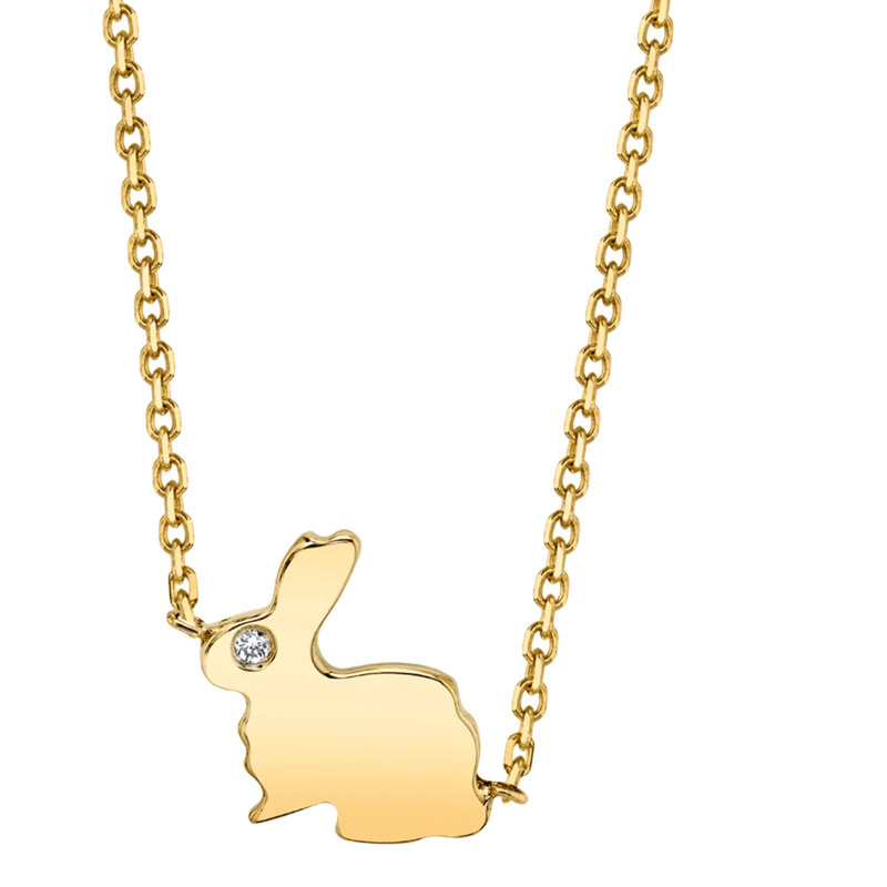 Collar con colgante de conejo de moissanita en oro de 14 quilates-3