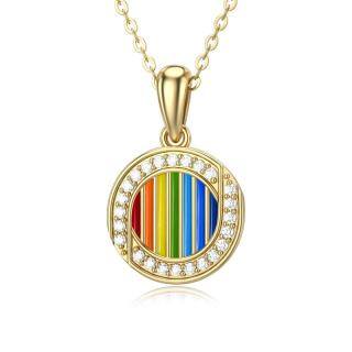 14K Gold Moissanite Rainbow Pendant Necklace-5