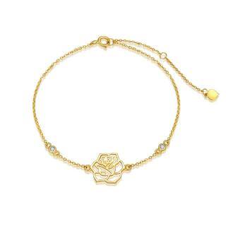 10K Gold Moissanite Rose Charm Bracelet-53