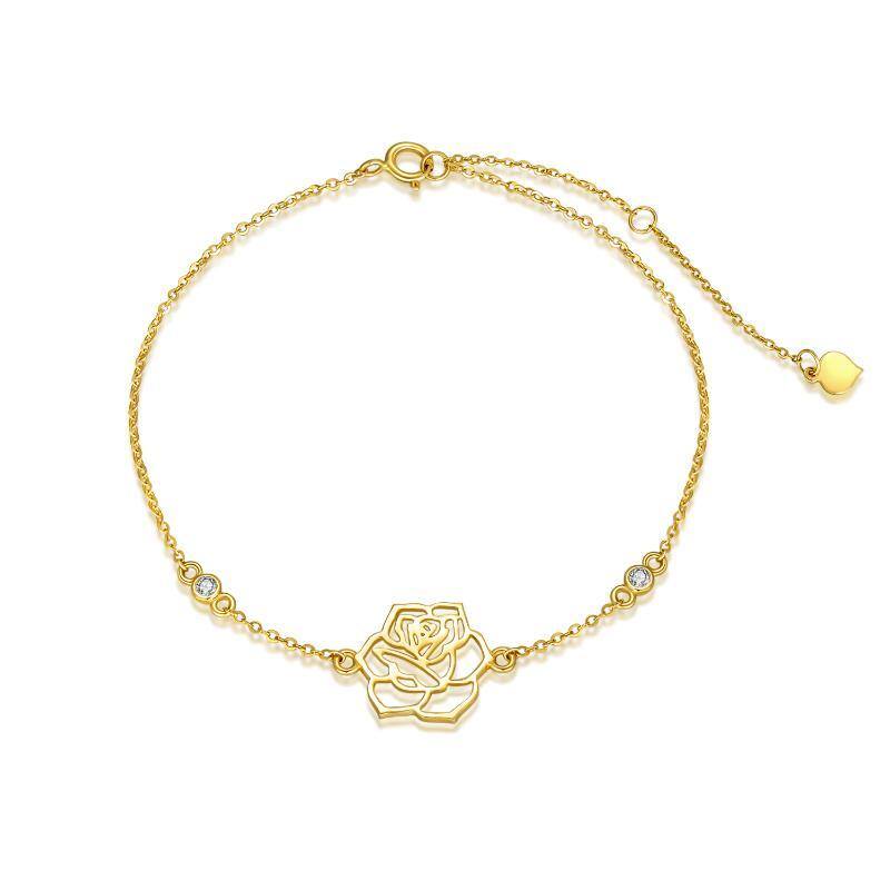 10K Gold Moissanite Rose Charm Bracelet