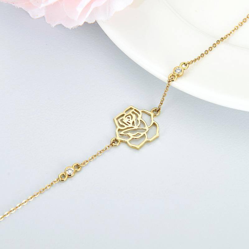 Pulseira com pingente de moissanita rosa em ouro 10K-4