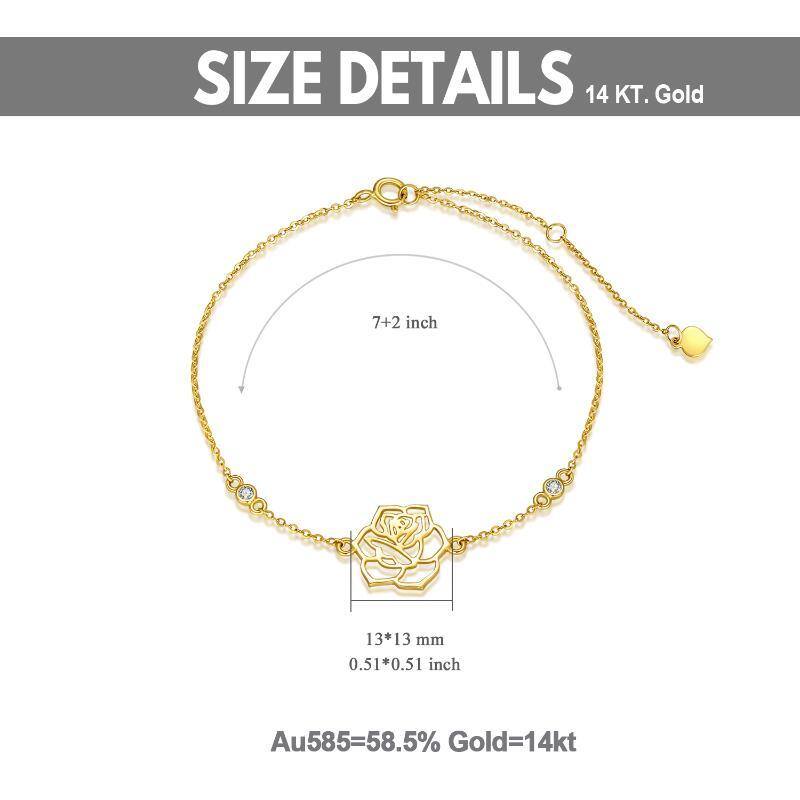 Pulseira com pingente de moissanita rosa em ouro 10K-5