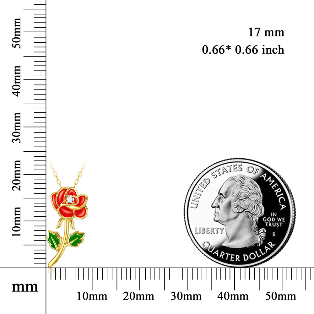 10K Gold Moissanite Rose Pendant Necklace-6
