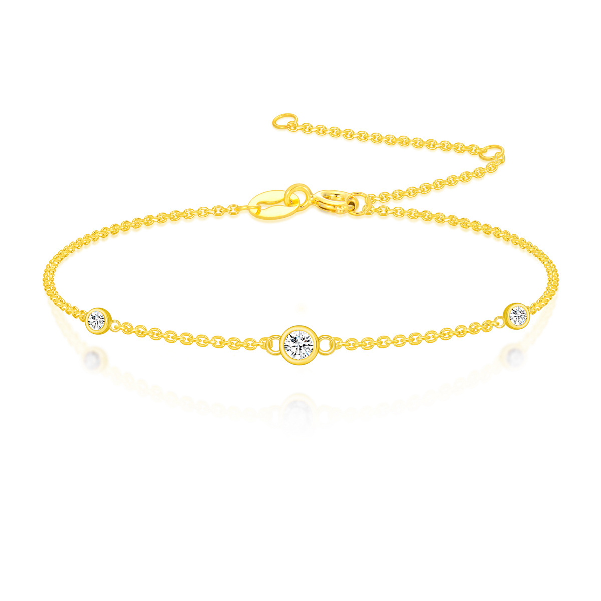 14K Gold Moissanite Round Charm Bracelet-1