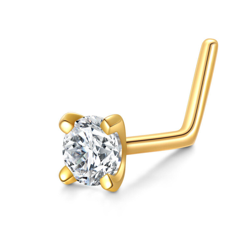 10K Gold Moissanite Round Nose Ring-14