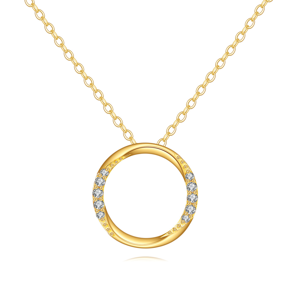 Collar con colgante redondo de moissanita en oro de 14 quilates-1